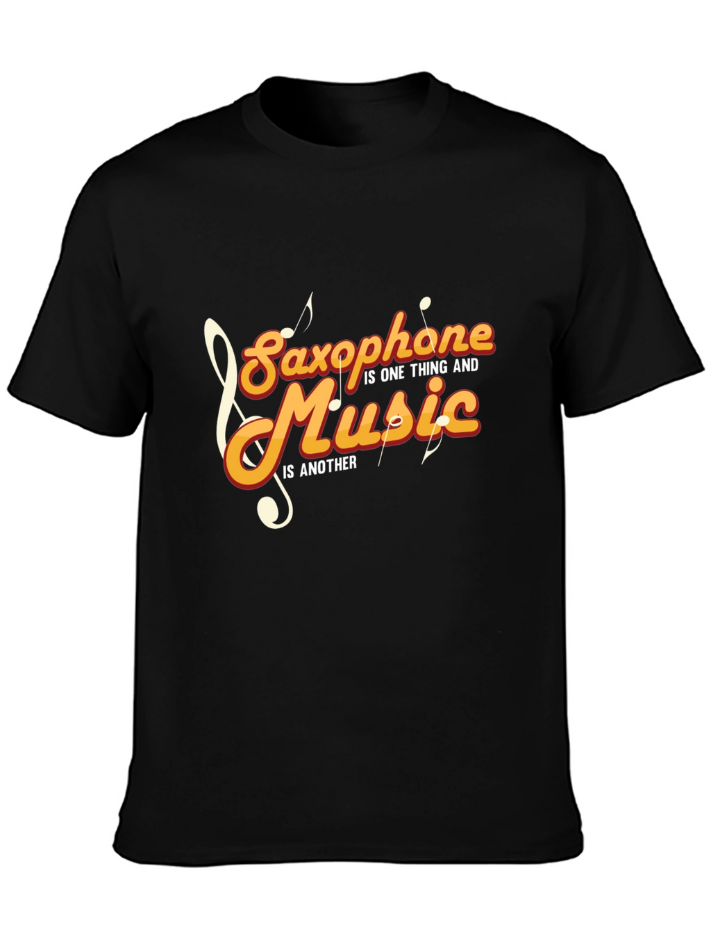 Saxophone and Music Graphic T-Shirt - Stylish Black Tee