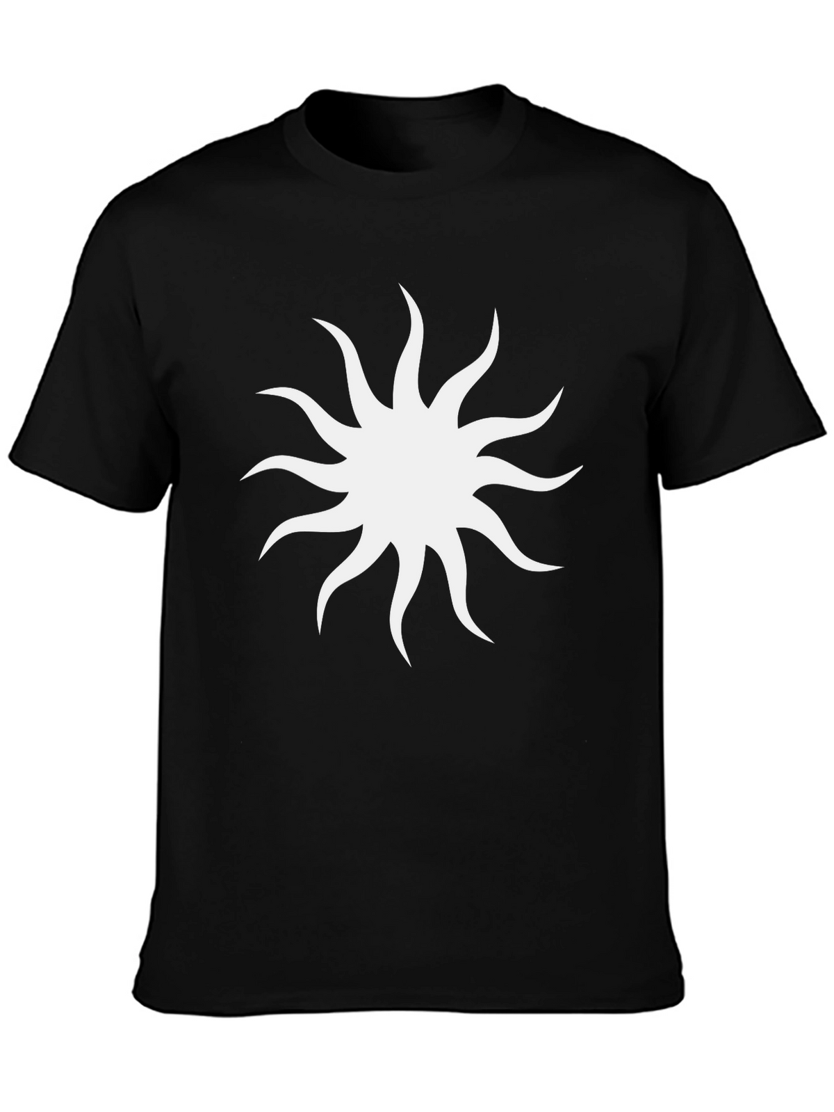 Black Tee with White Sunburst Design