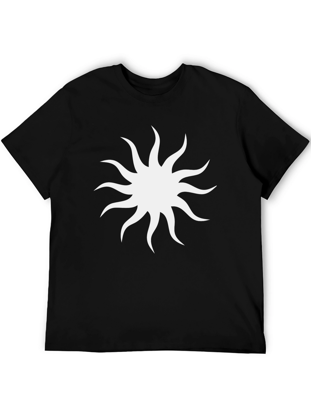 Black Tee with White Sunburst Design