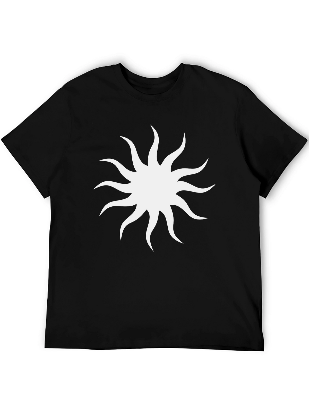Black Tee with White Sunburst Design