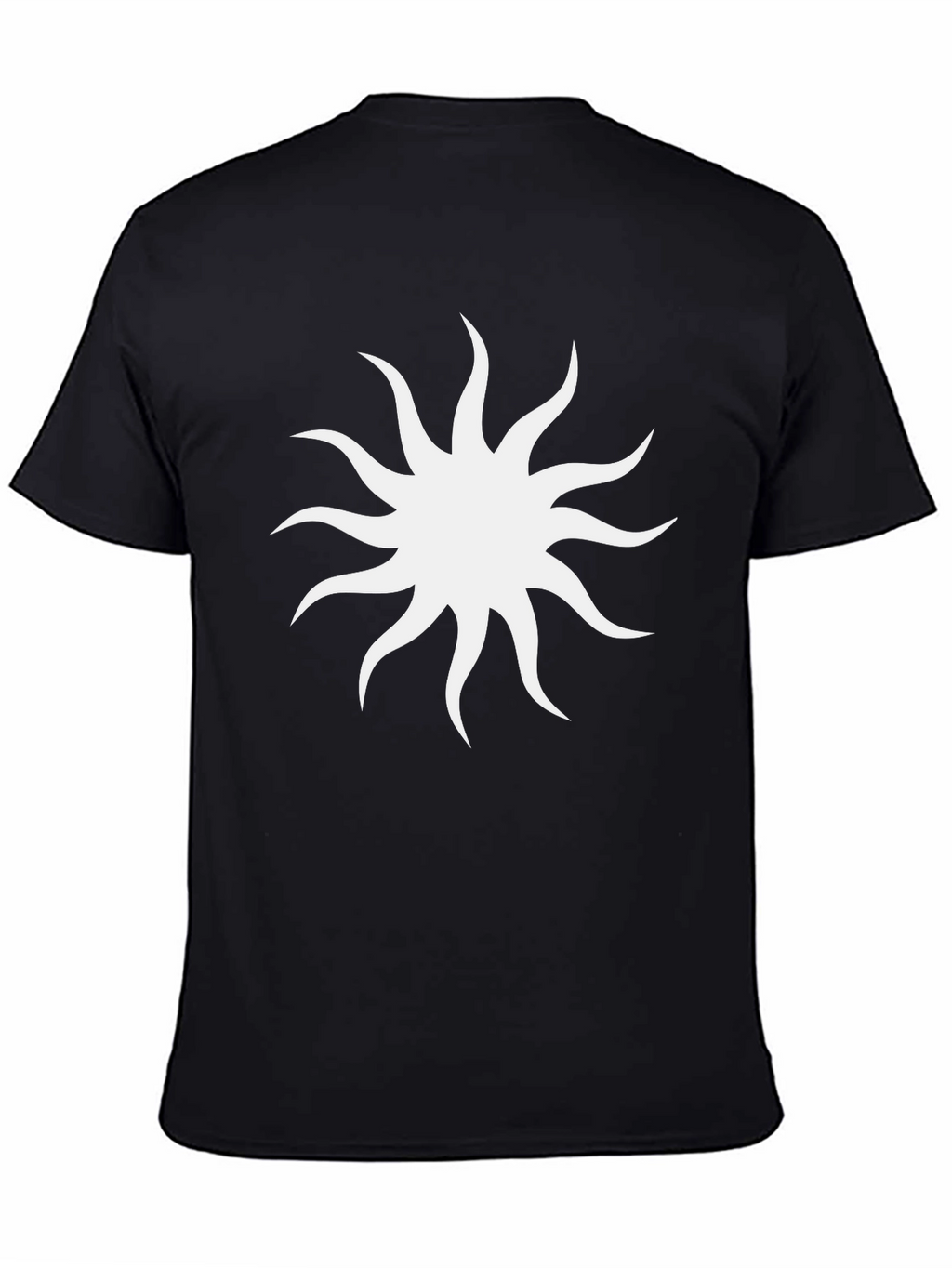 Black Tee with White Sunburst Design