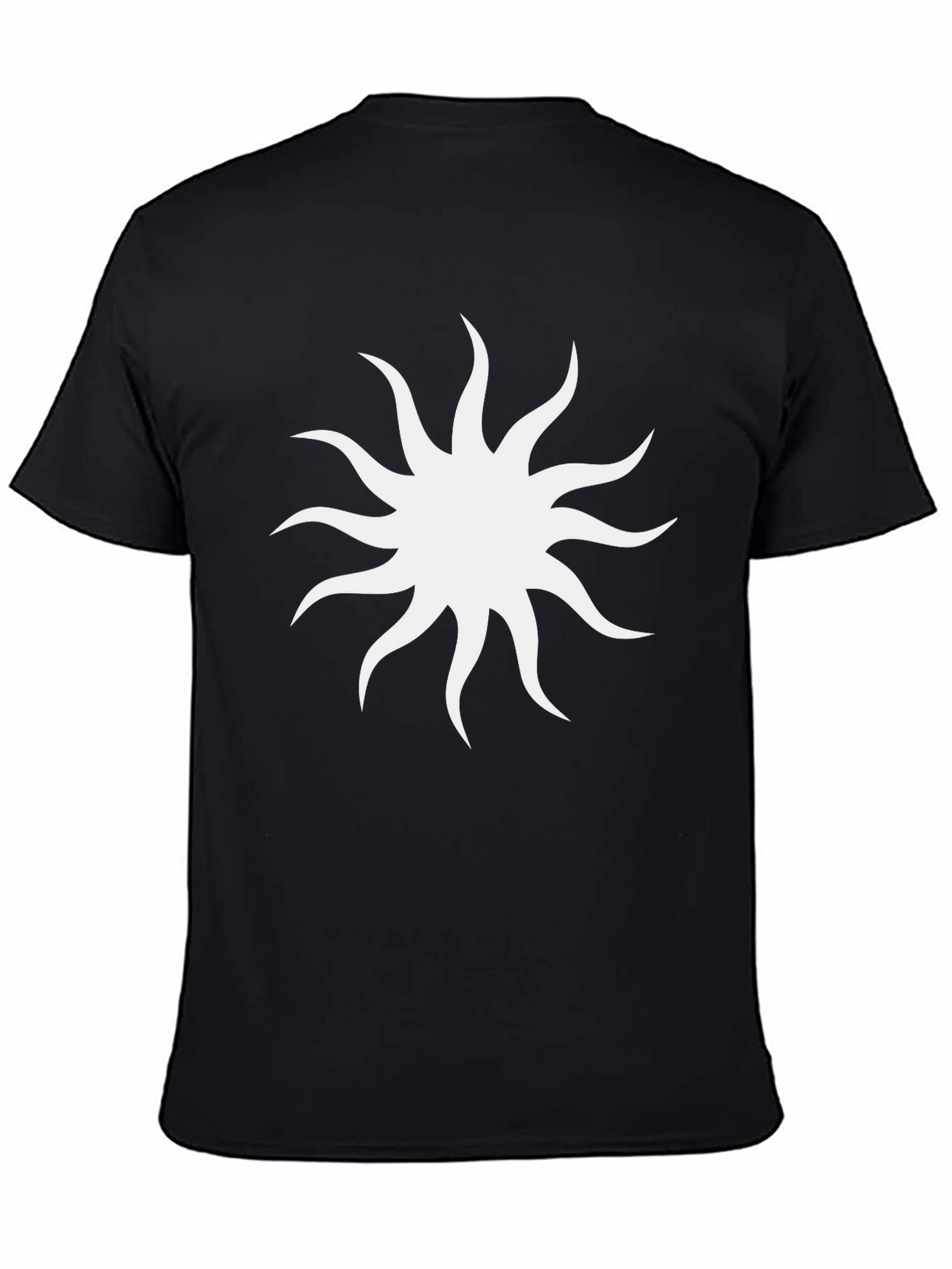 Black Tee with White Sunburst Design
