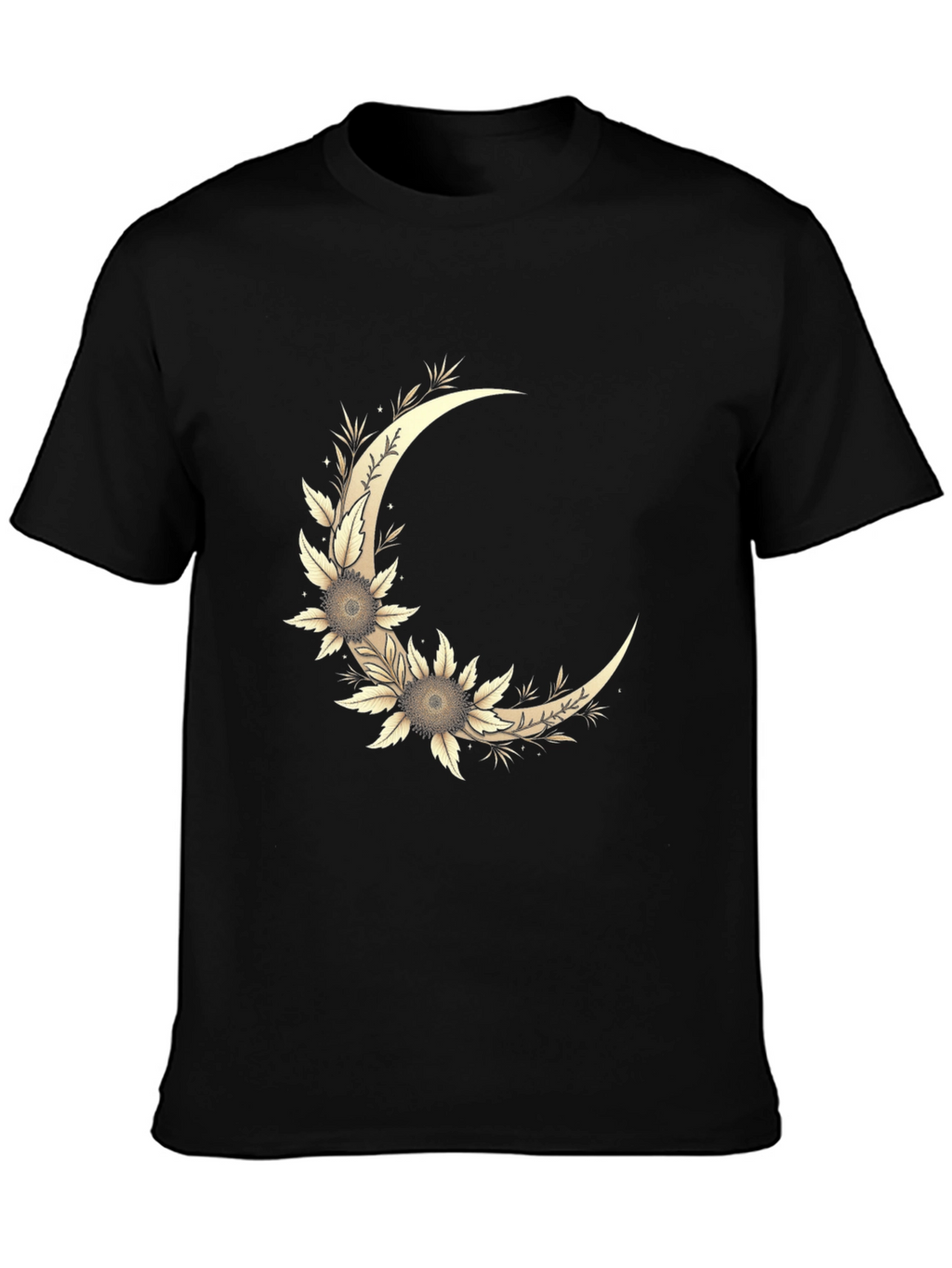 Floral Crescent Moon Graphic T-Shirt