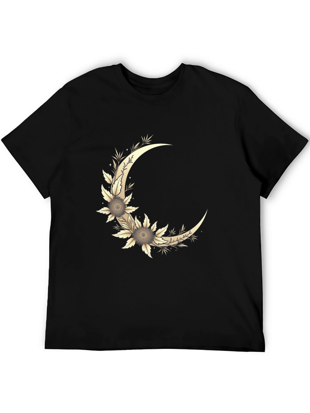 Floral Crescent Moon Graphic T-Shirt