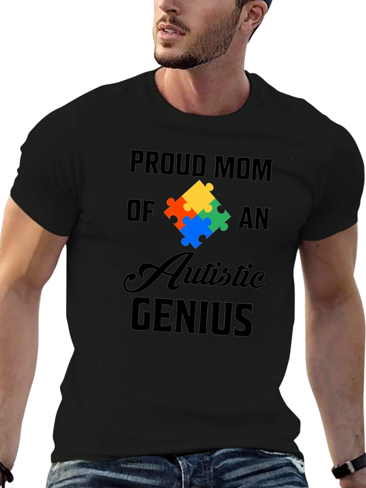 Proud Mom of Autistic Genius Graphic Tee