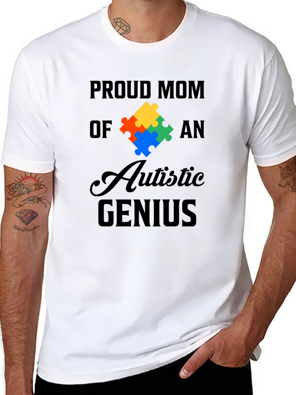 Proud Mom of Autistic Genius Graphic Tee