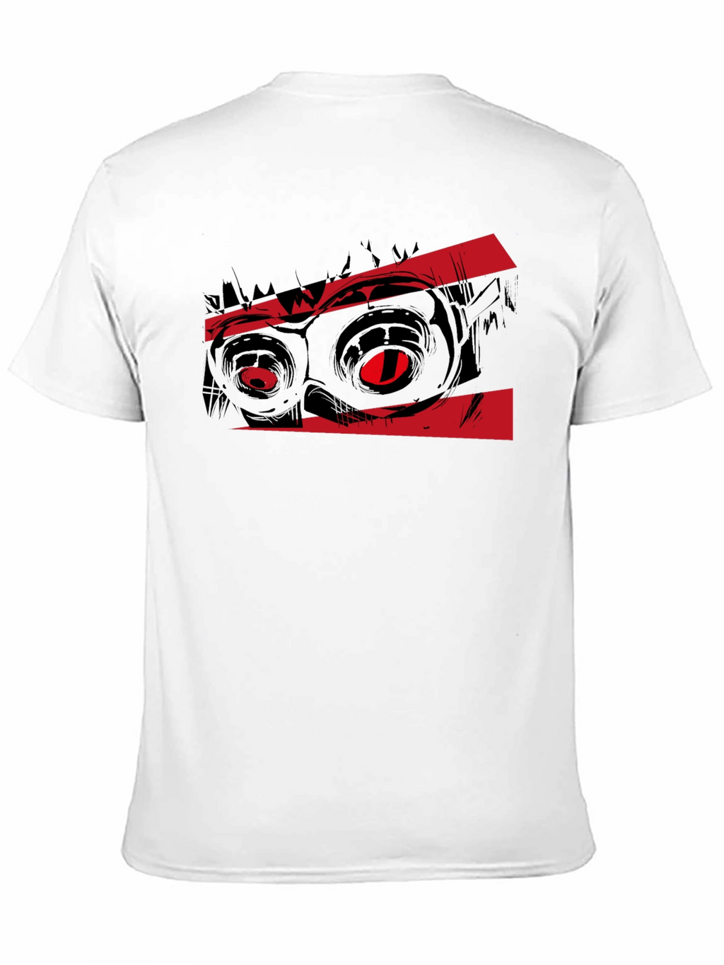 Graphic Black T-Shirt with Red Monster Eyes Design