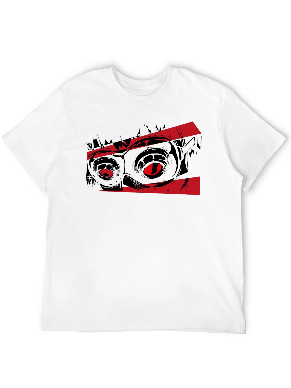 Graphic Black T-Shirt with Red Monster Eyes Design