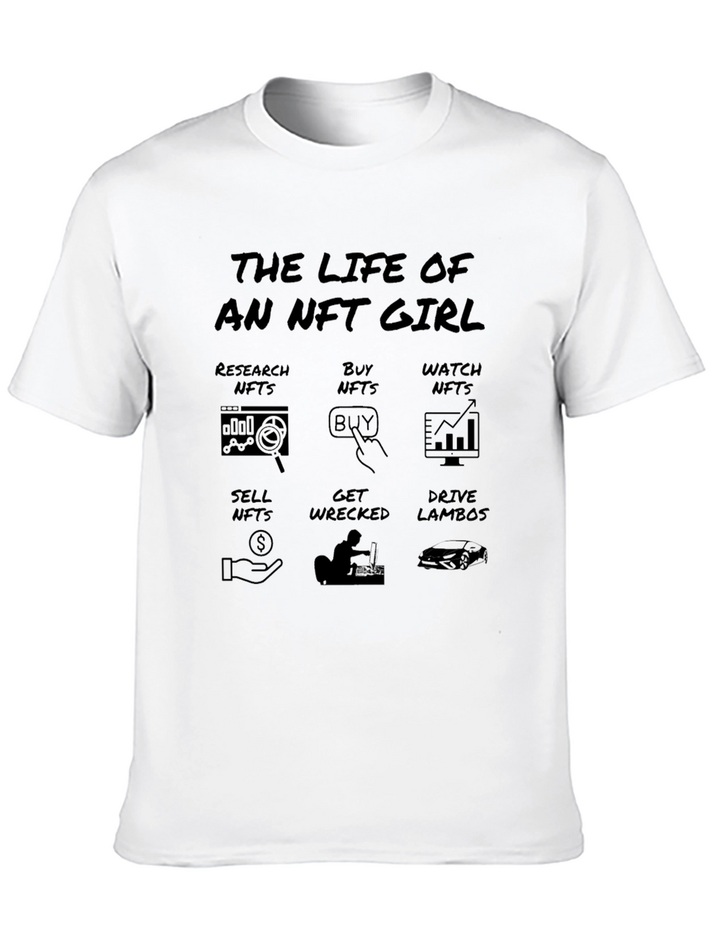 NFT Girl Black T-Shirt: Crypto Meme Tee