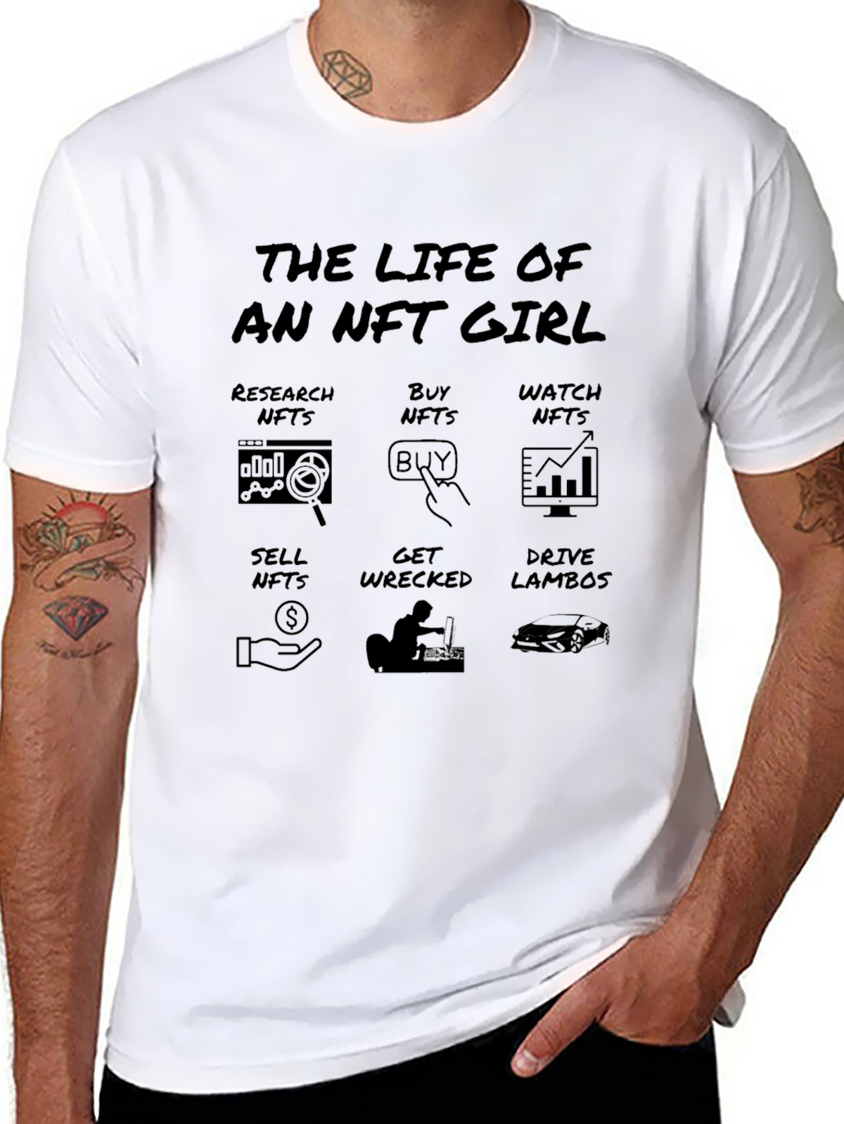 NFT Girl Black T-Shirt: Crypto Meme Tee