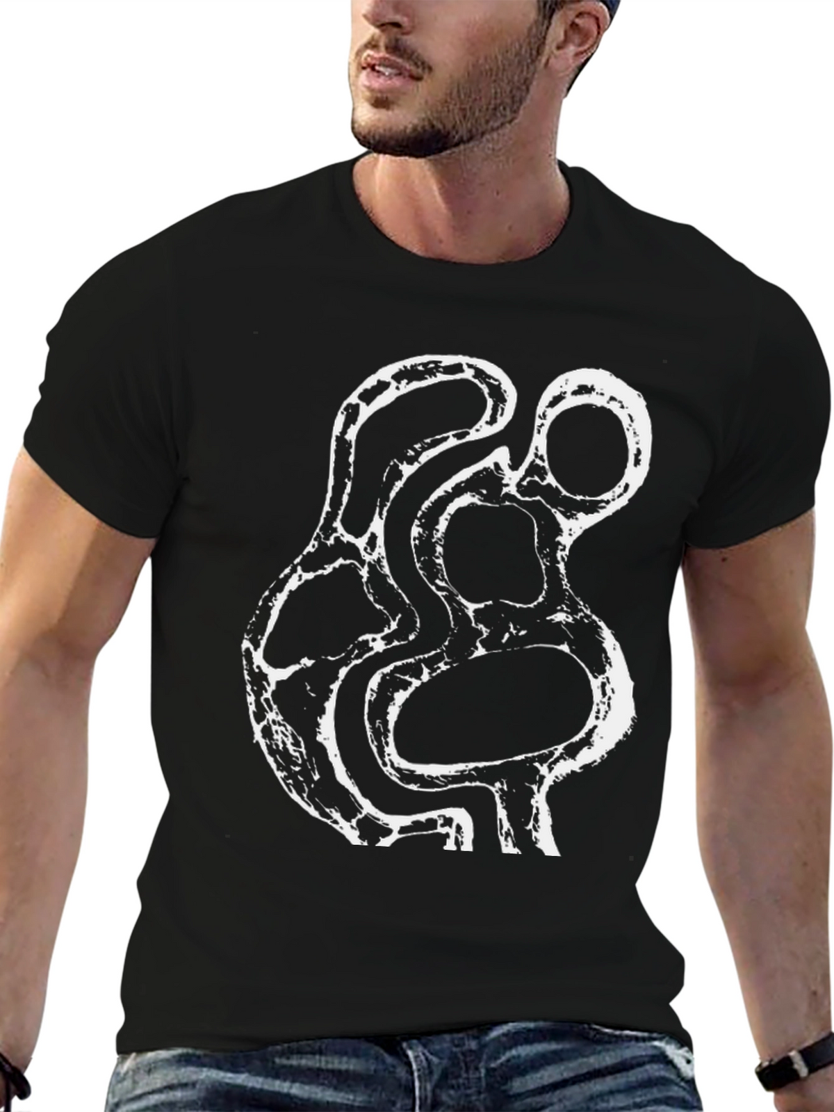 Abstract Print Black T-Shirt
