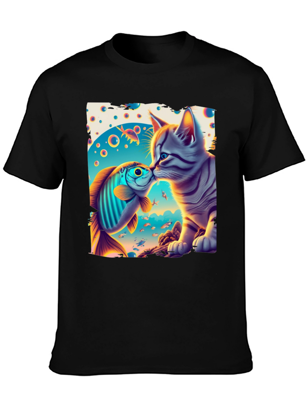 Cat and Fish Graphic Tee