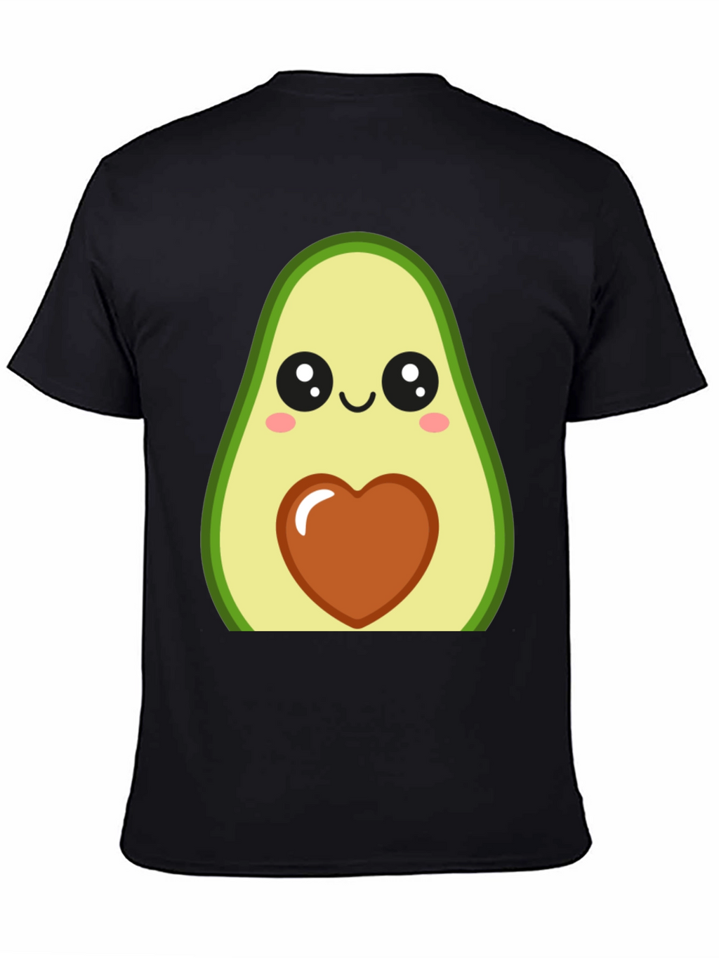Cute Avocado Heart Graphic Black T-Shirt
