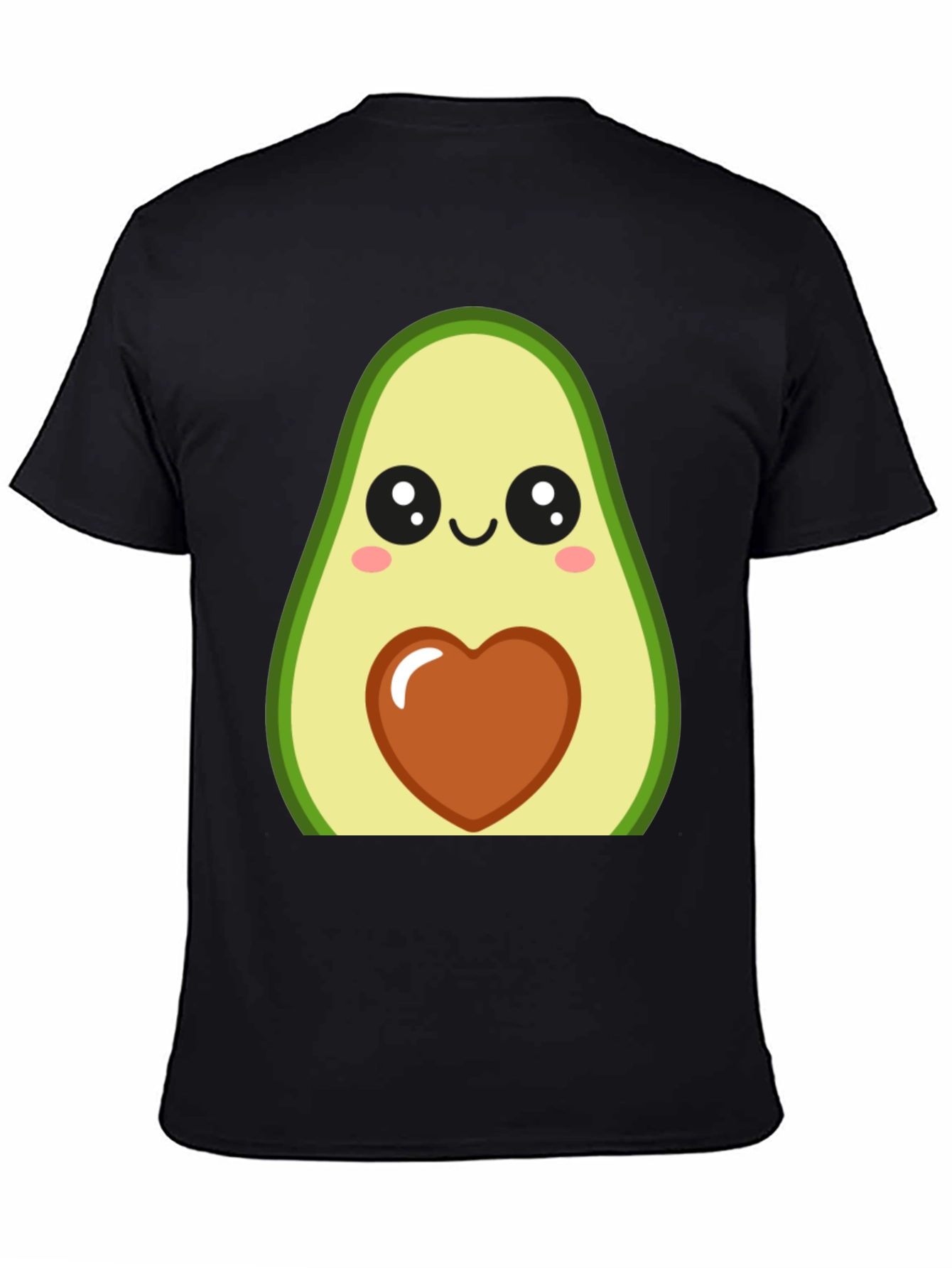 Cute Avocado Heart Graphic Black T-Shirt