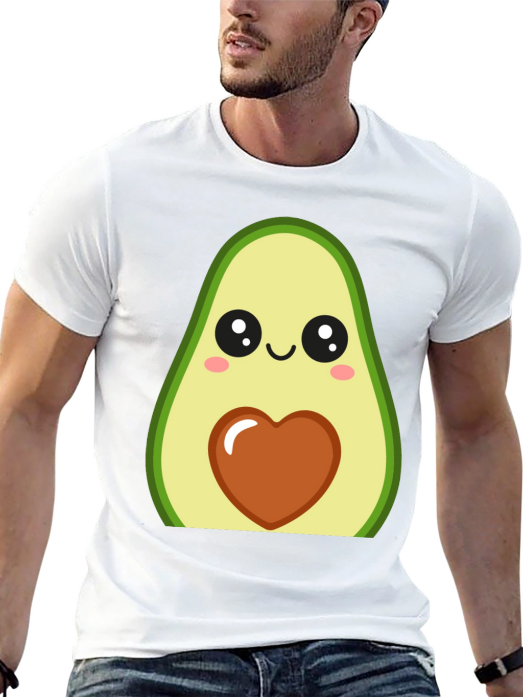 Cute Avocado Heart Graphic Black T-Shirt