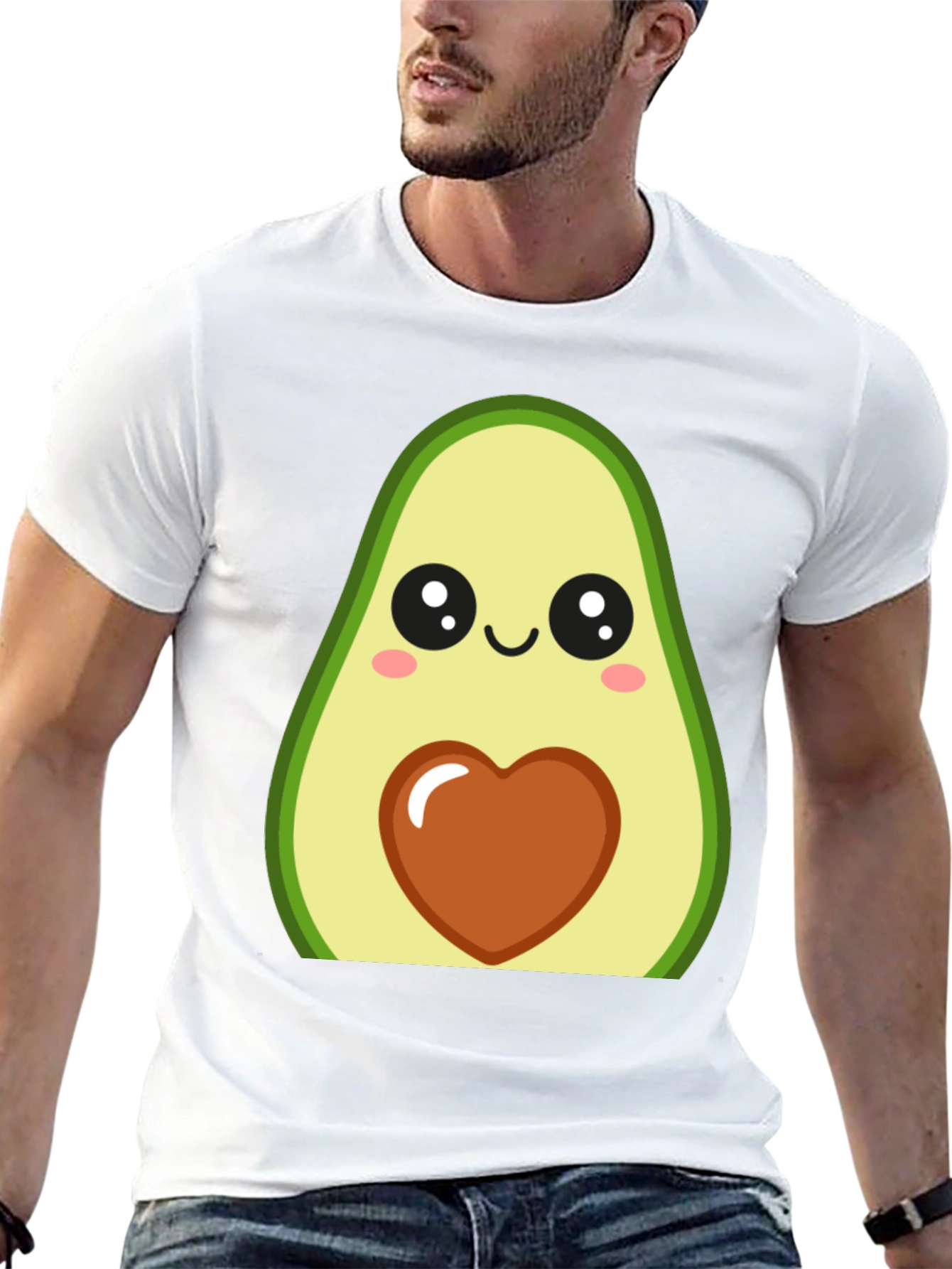 Cute Avocado Heart Graphic Black T-Shirt
