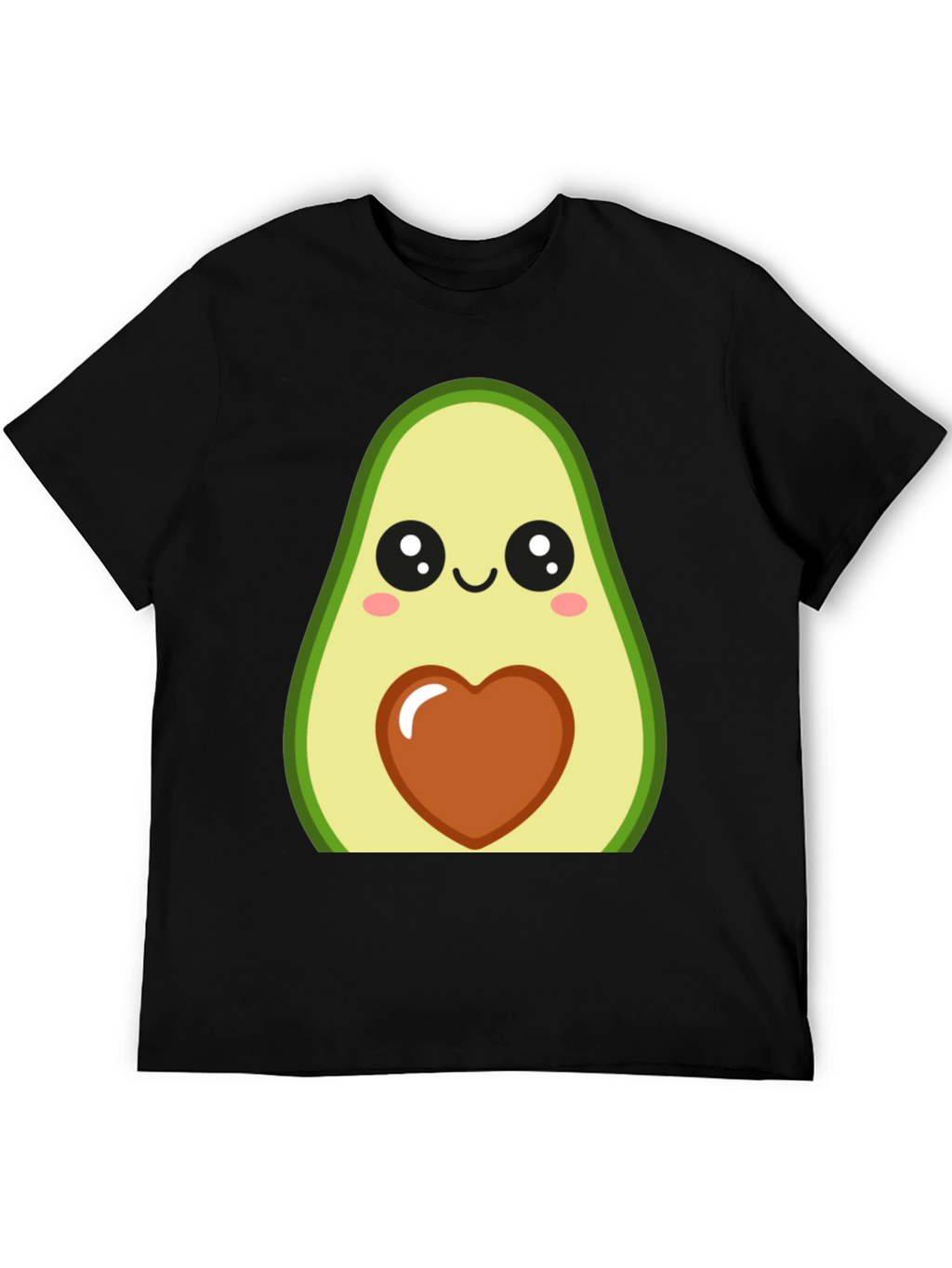Cute Avocado Heart Graphic Black T-Shirt