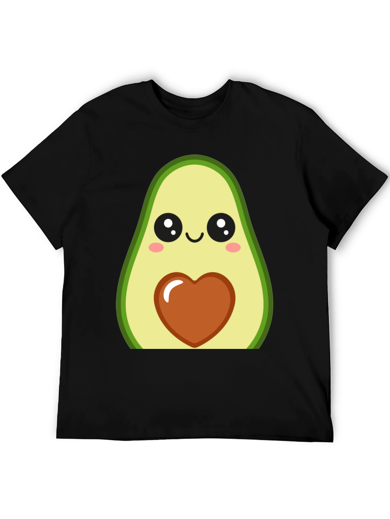 Cute Avocado Heart Graphic Black T-Shirt
