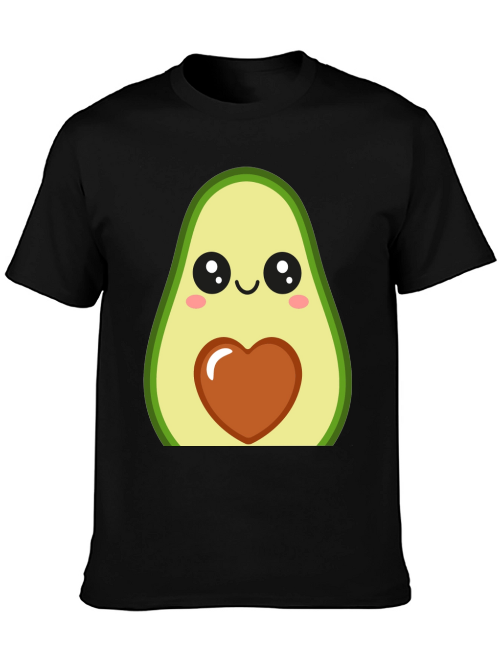 Cute Avocado Heart Graphic Black T-Shirt