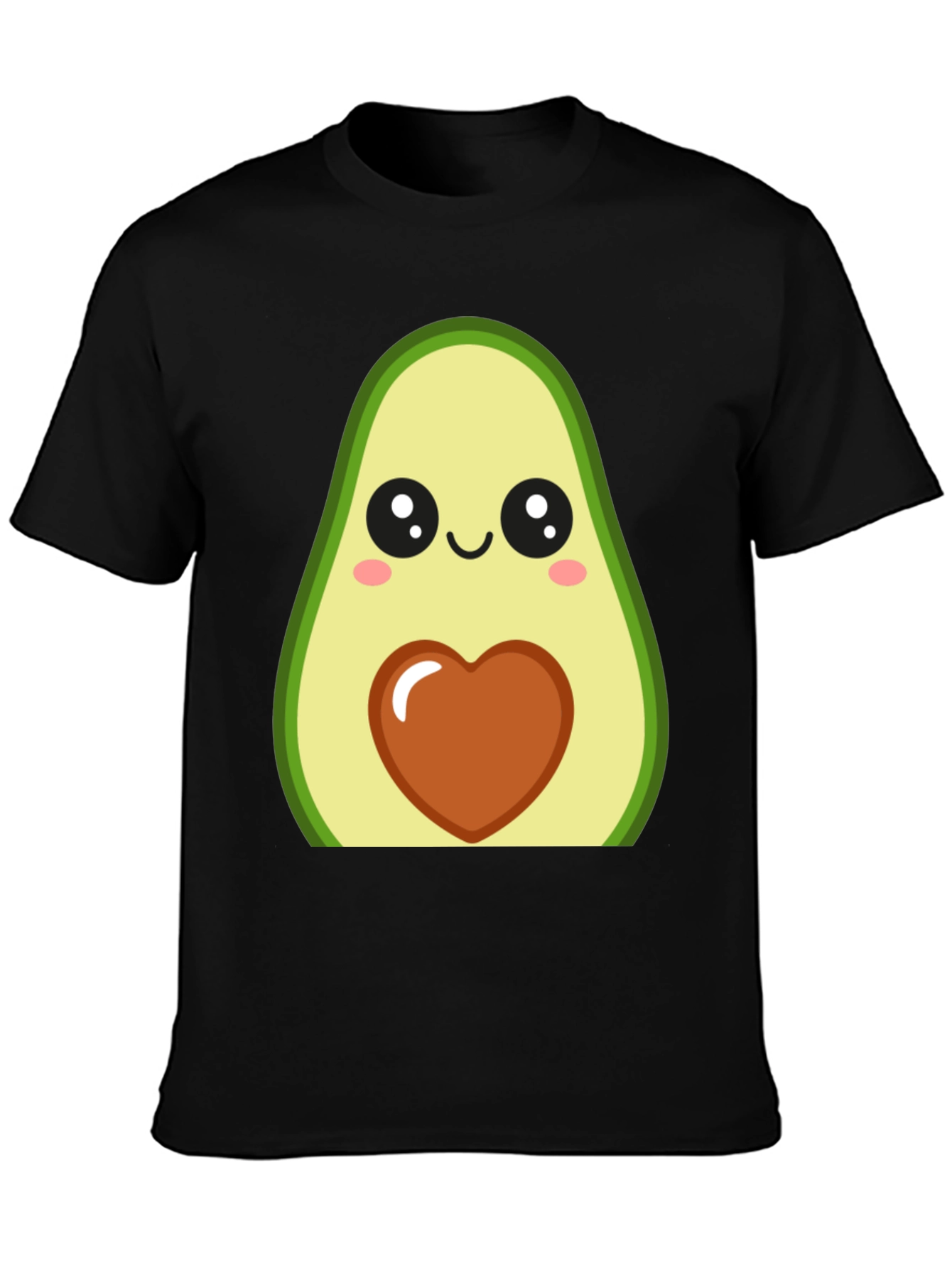 Cute Avocado Heart Graphic Black T-Shirt