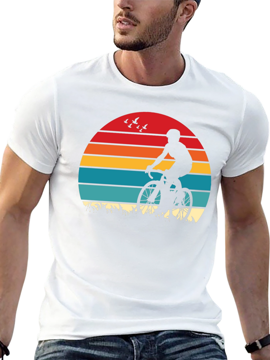 Cyclist Sunset Graphic T-Shirt