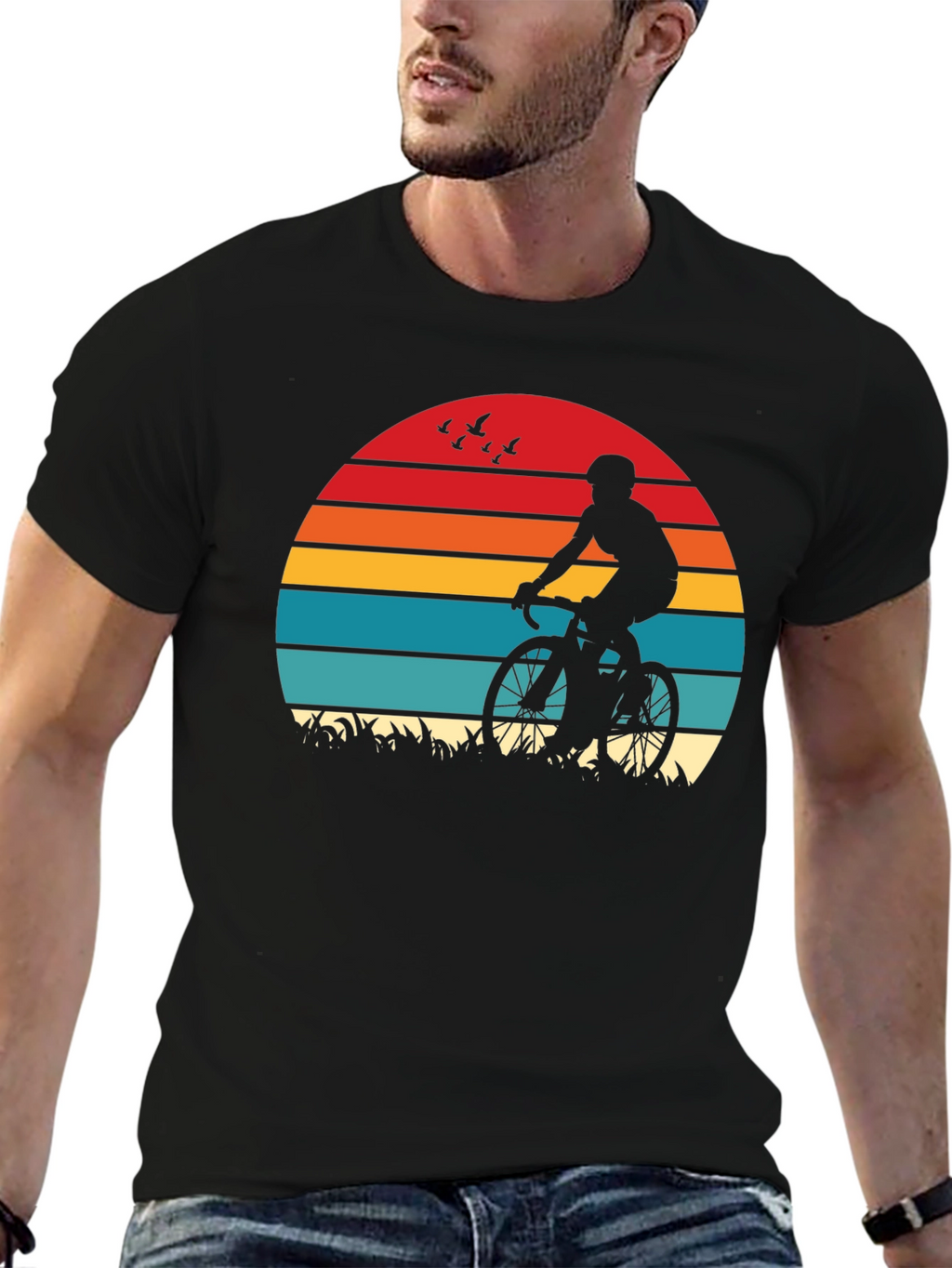Cyclist Sunset Graphic T-Shirt