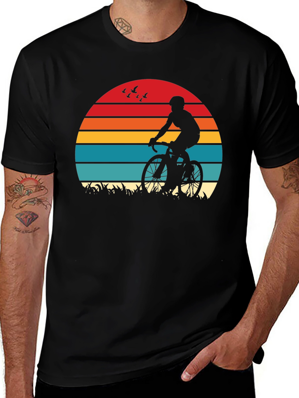 Cyclist Sunset Graphic T-Shirt
