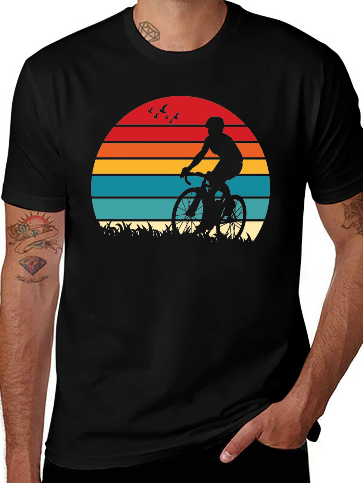 Cyclist Sunset Graphic T-Shirt