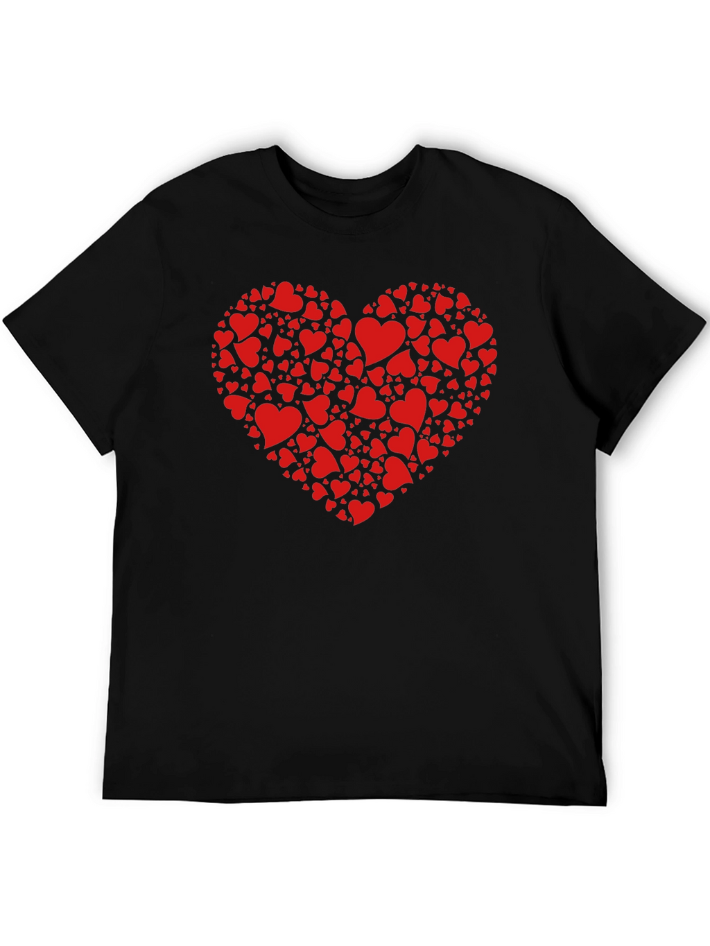 Heart Pattern Black T-Shirt
