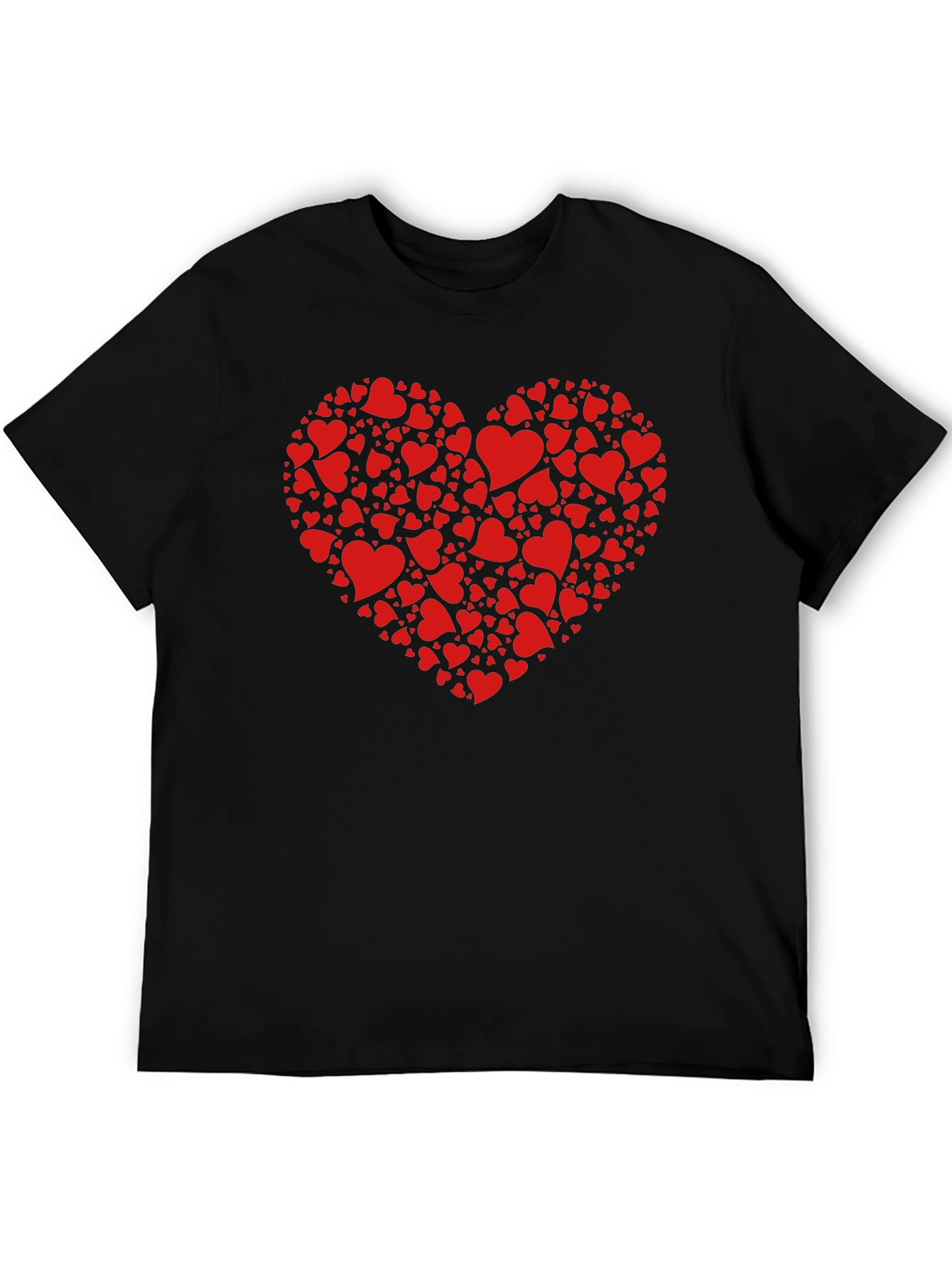 Heart Pattern Black T-Shirt