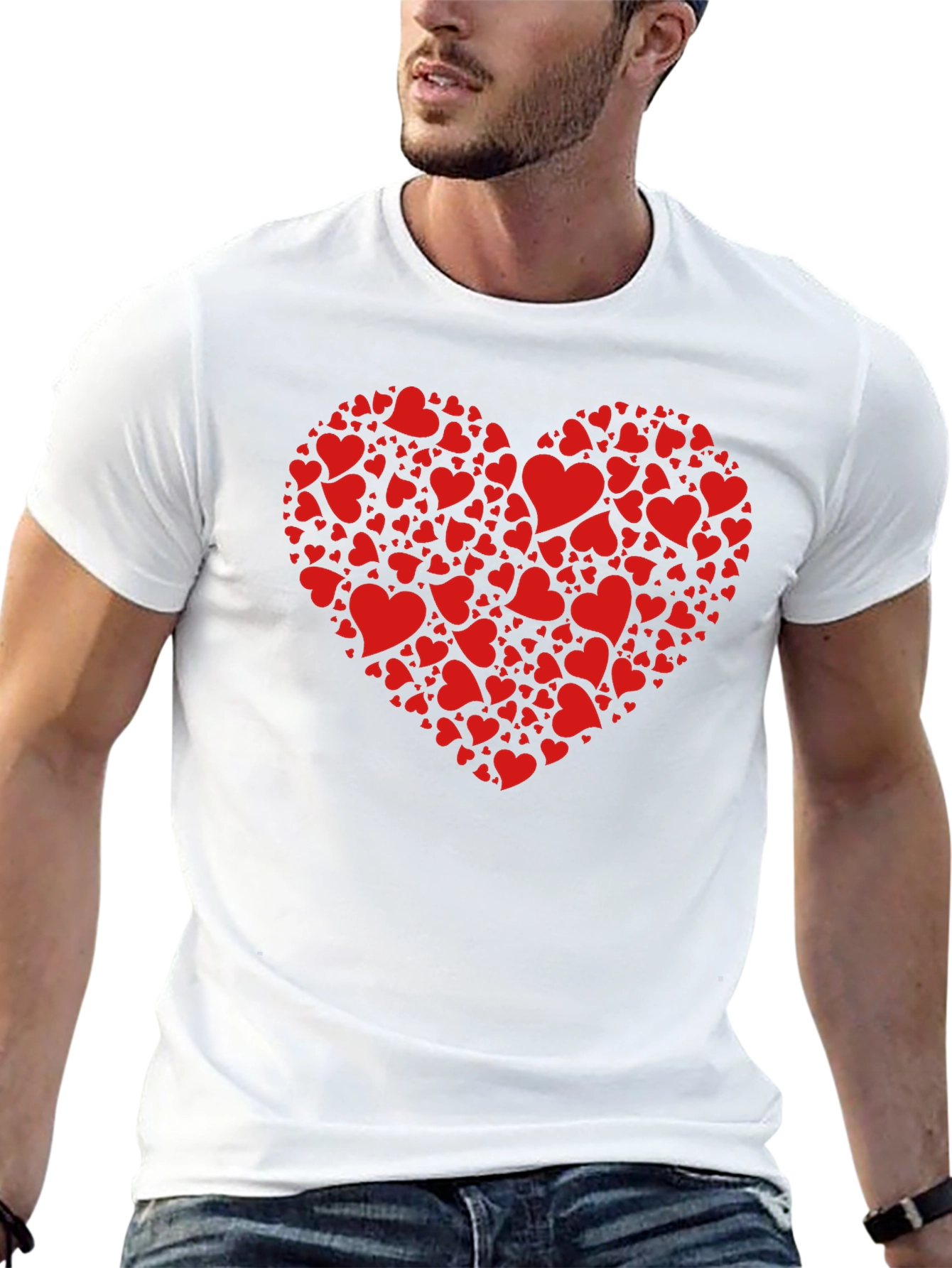 Heart Pattern Black T-Shirt