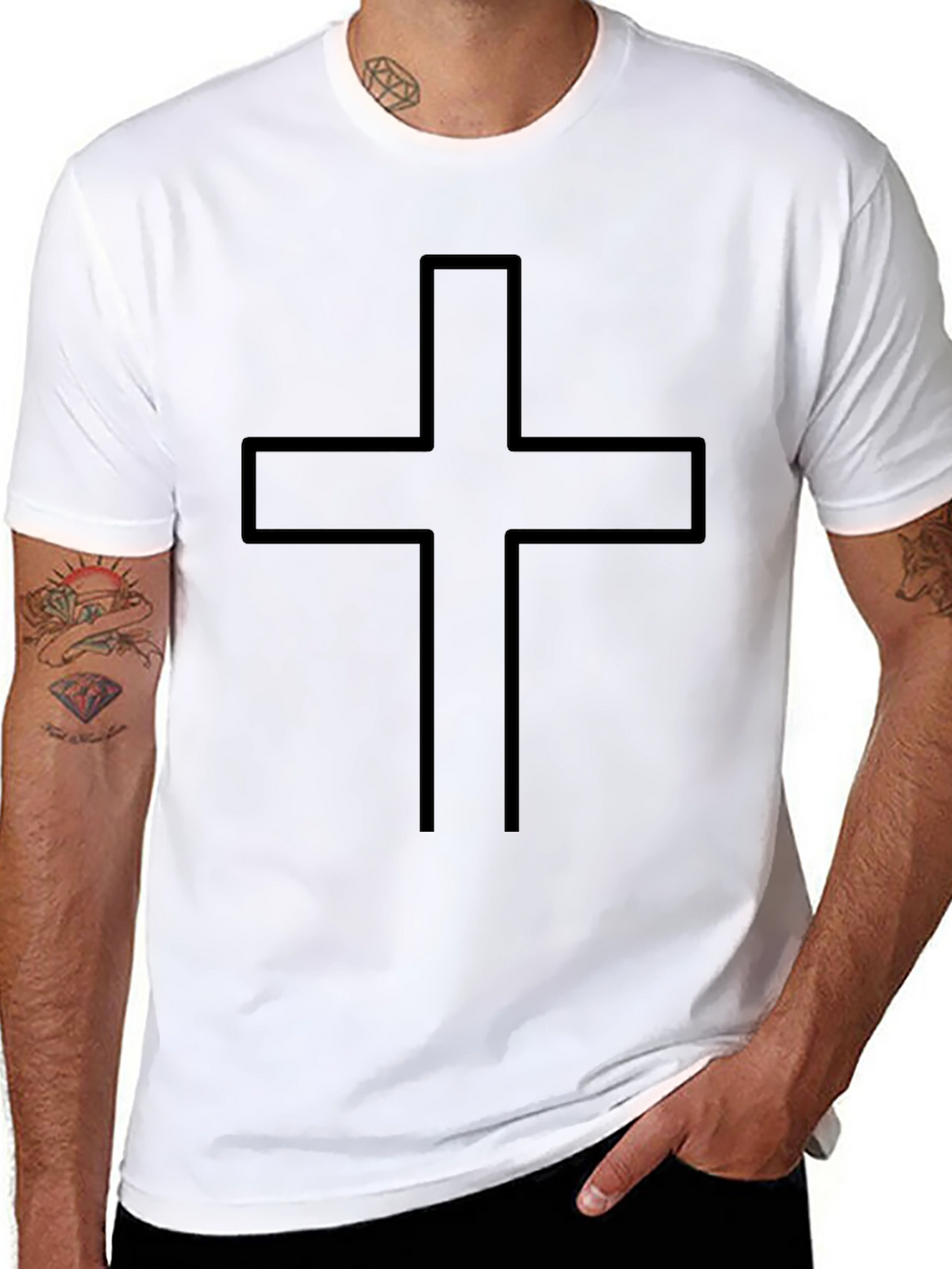 Classic Cross Graphic Tee - Black Cotton T-Shirt