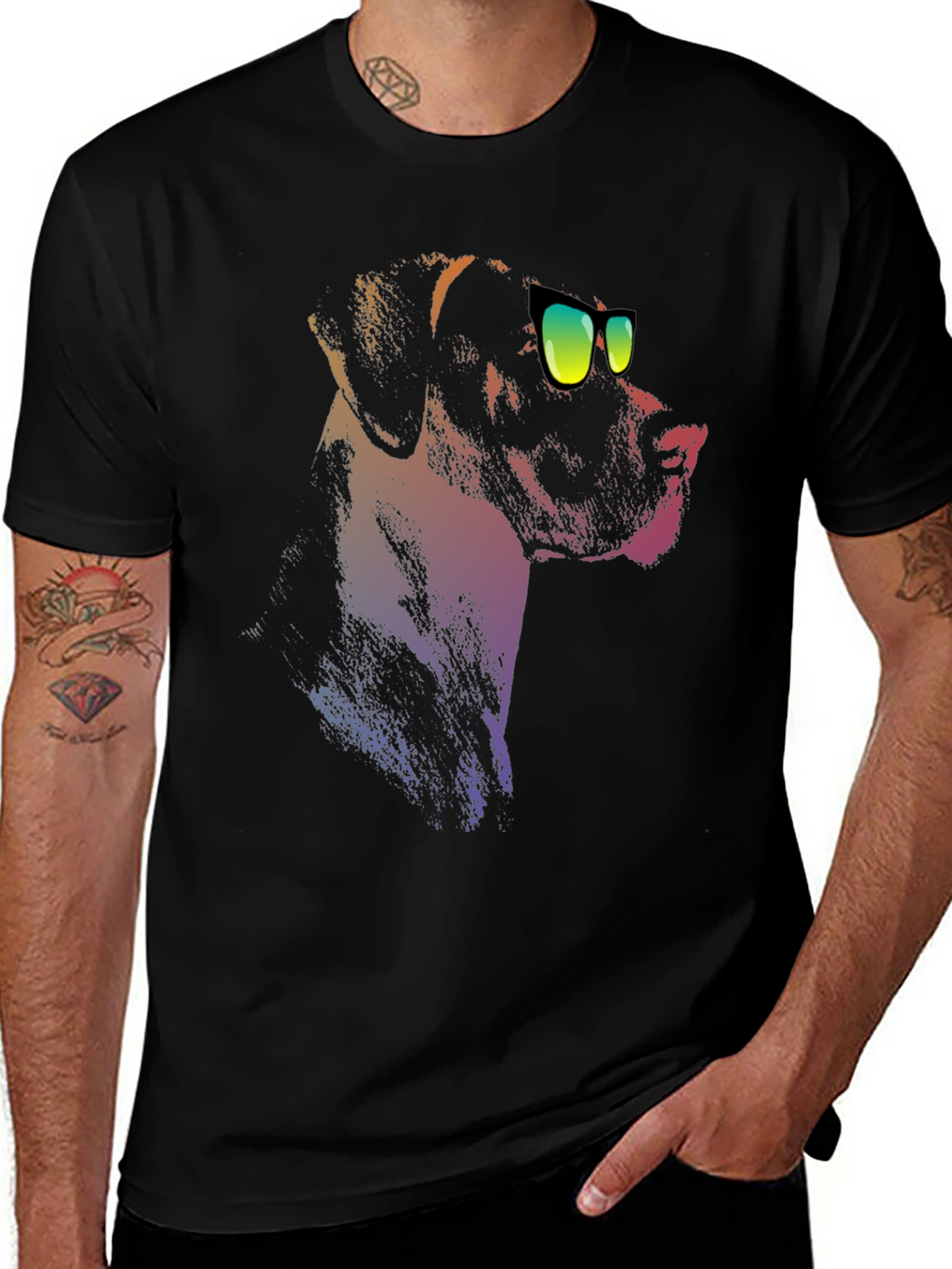 Cool Dog Tee: Black T-Shirt with Dog Graphic