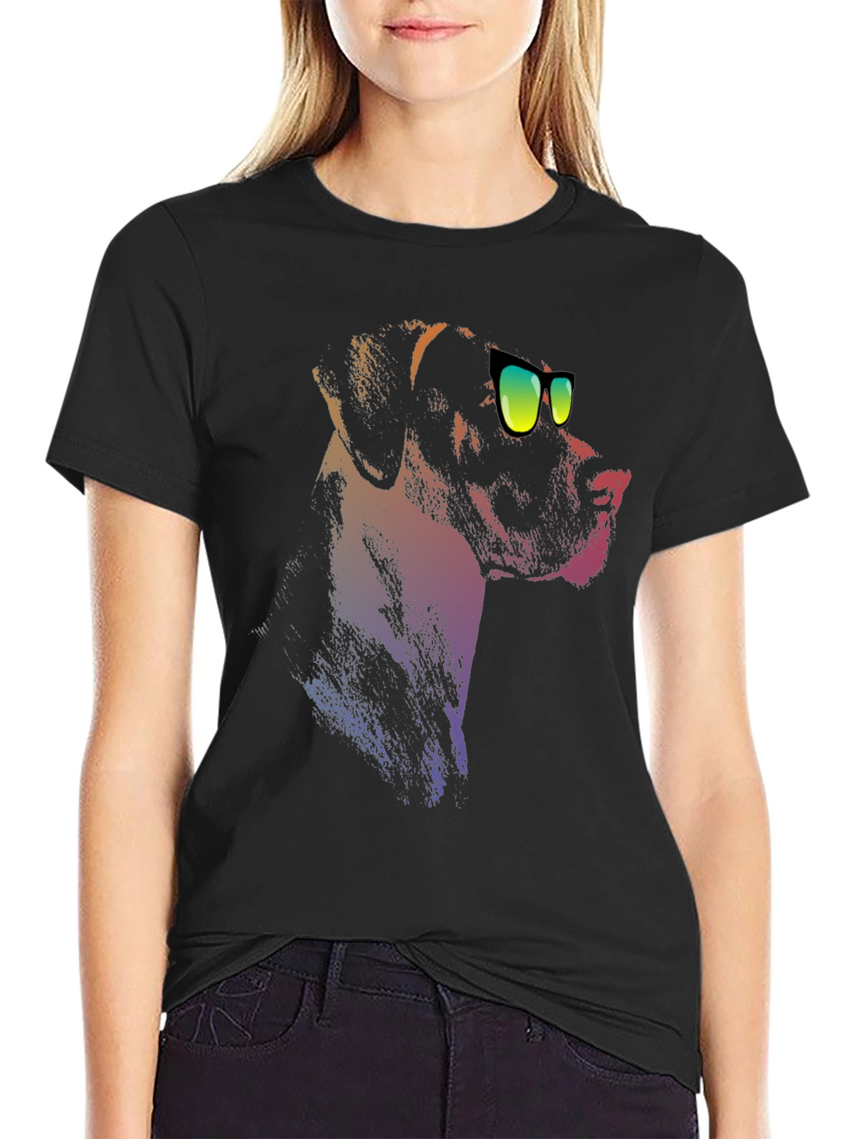 Cool Dog Tee: Black T-Shirt with Dog Graphic