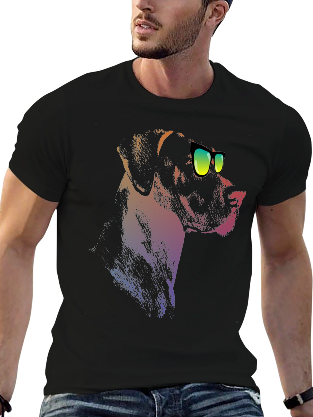 Cool Dog Tee: Black T-Shirt with Dog Graphic