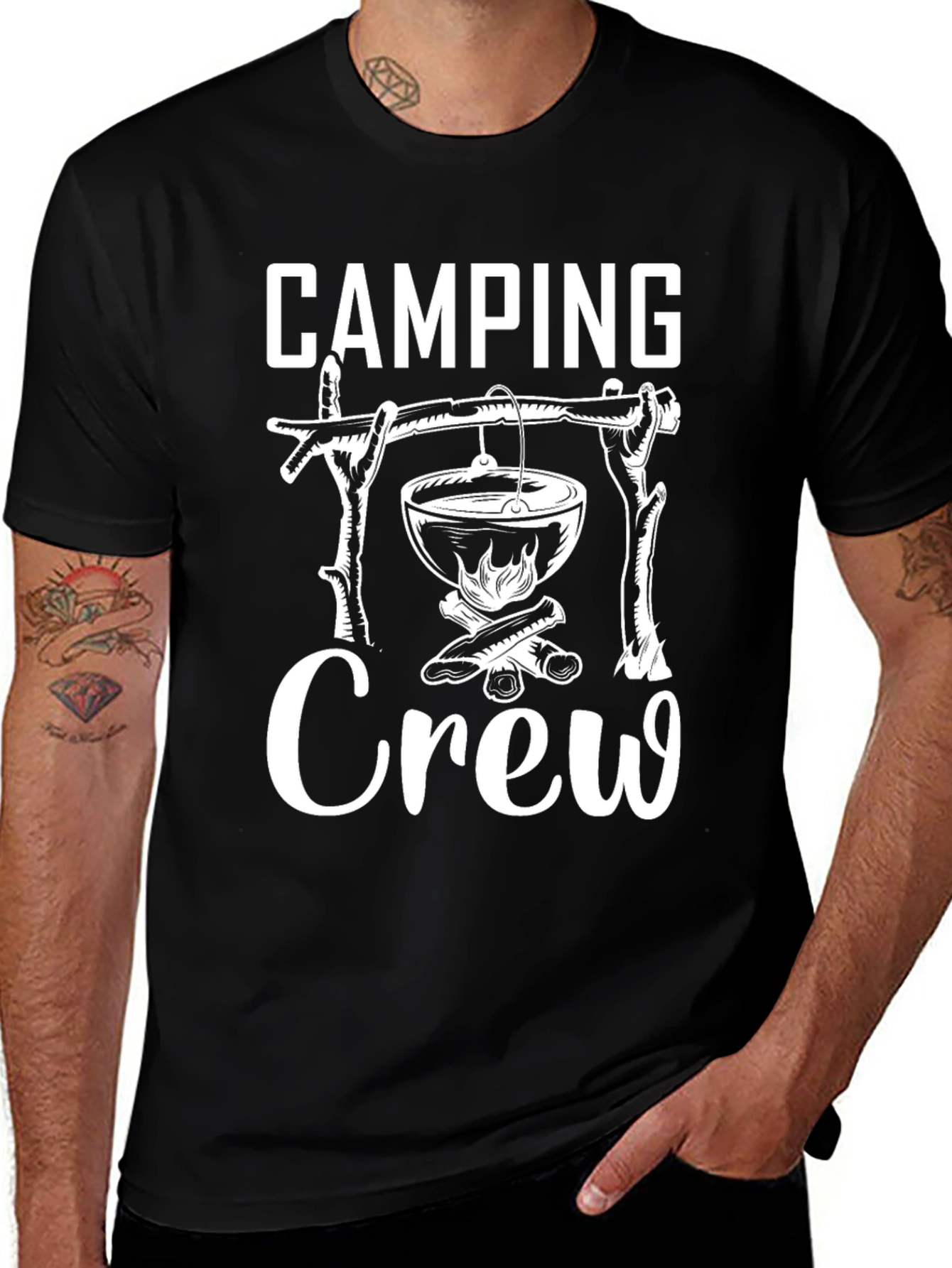 Camping Crew Black Graphic T-Shirt