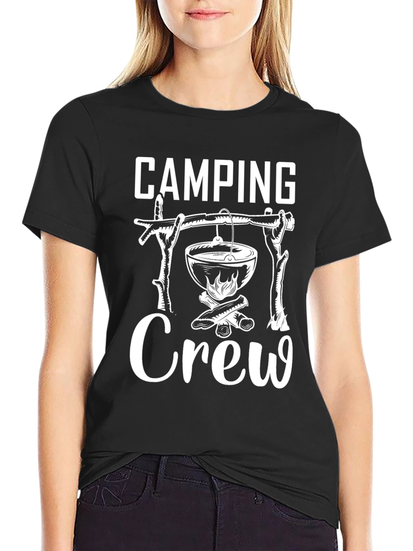 Camping Crew Black Graphic T-Shirt
