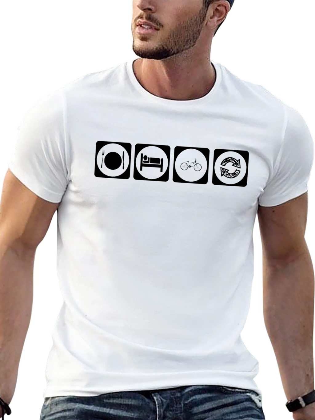 Eat Sleep Cycle Repeat Black T-Shirt