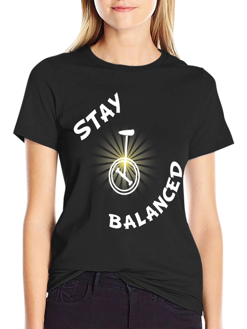 Stay Balanced Unicycle T-Shirt - Black Cotton Tee