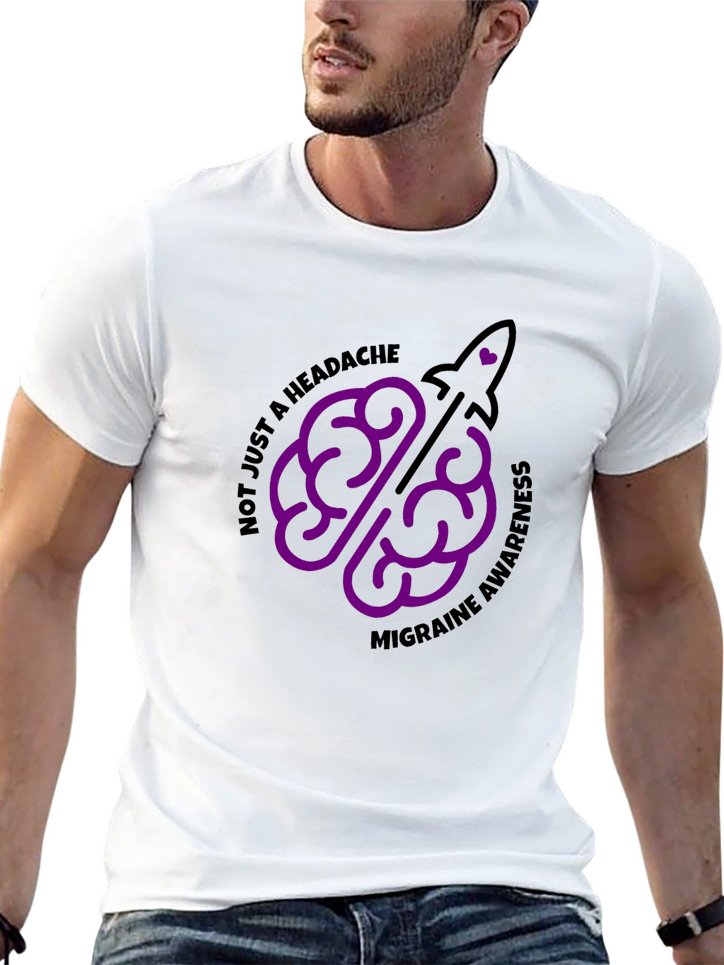Migraine Awareness T-Shirt - Brain Rocket Design