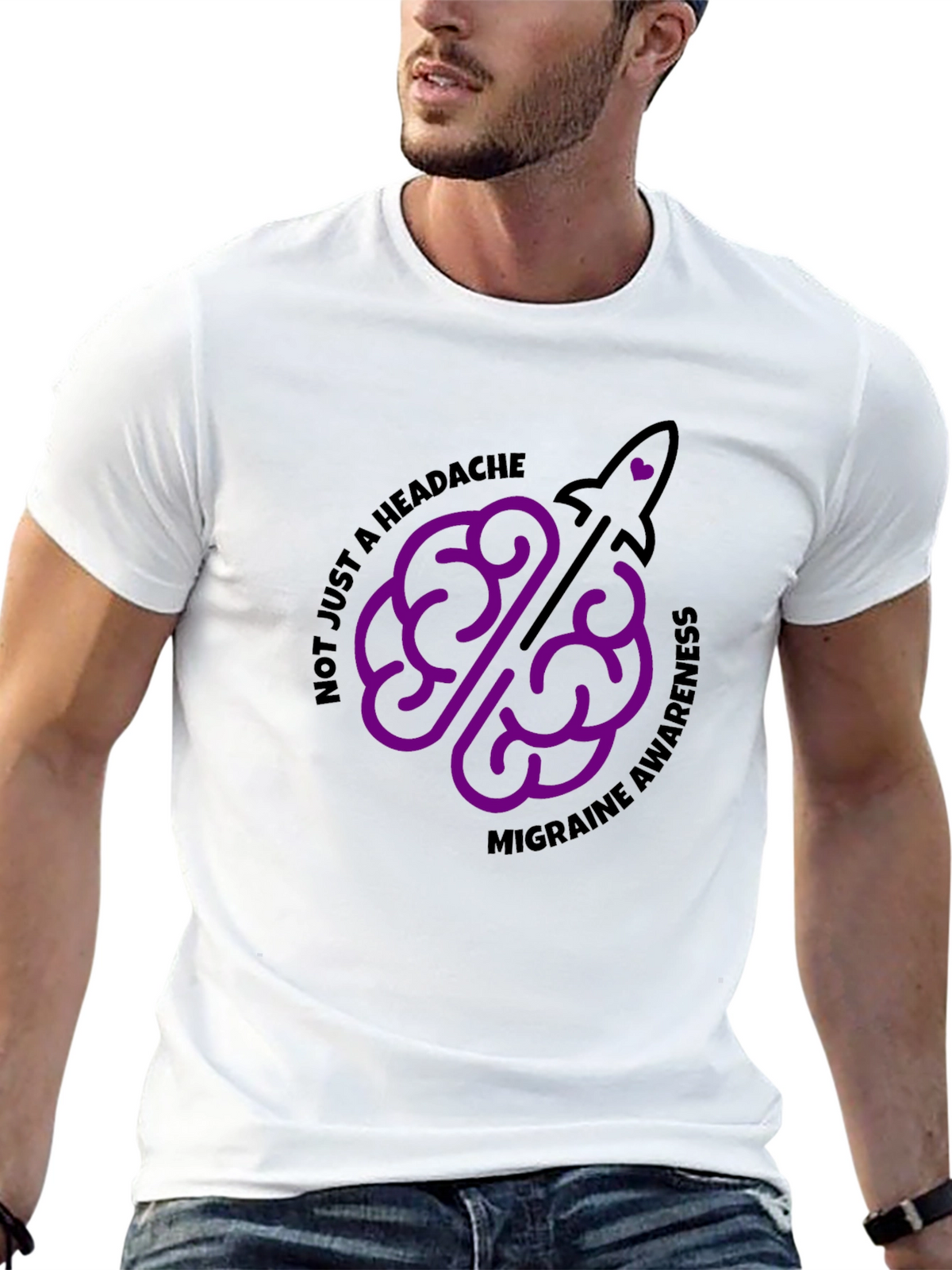 Migraine Awareness T-Shirt - Brain Rocket Design