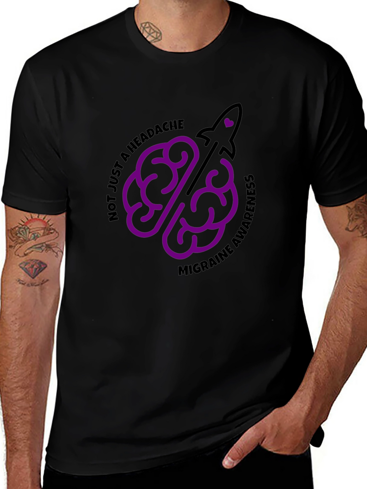 Migraine Awareness T-Shirt - Brain Rocket Design