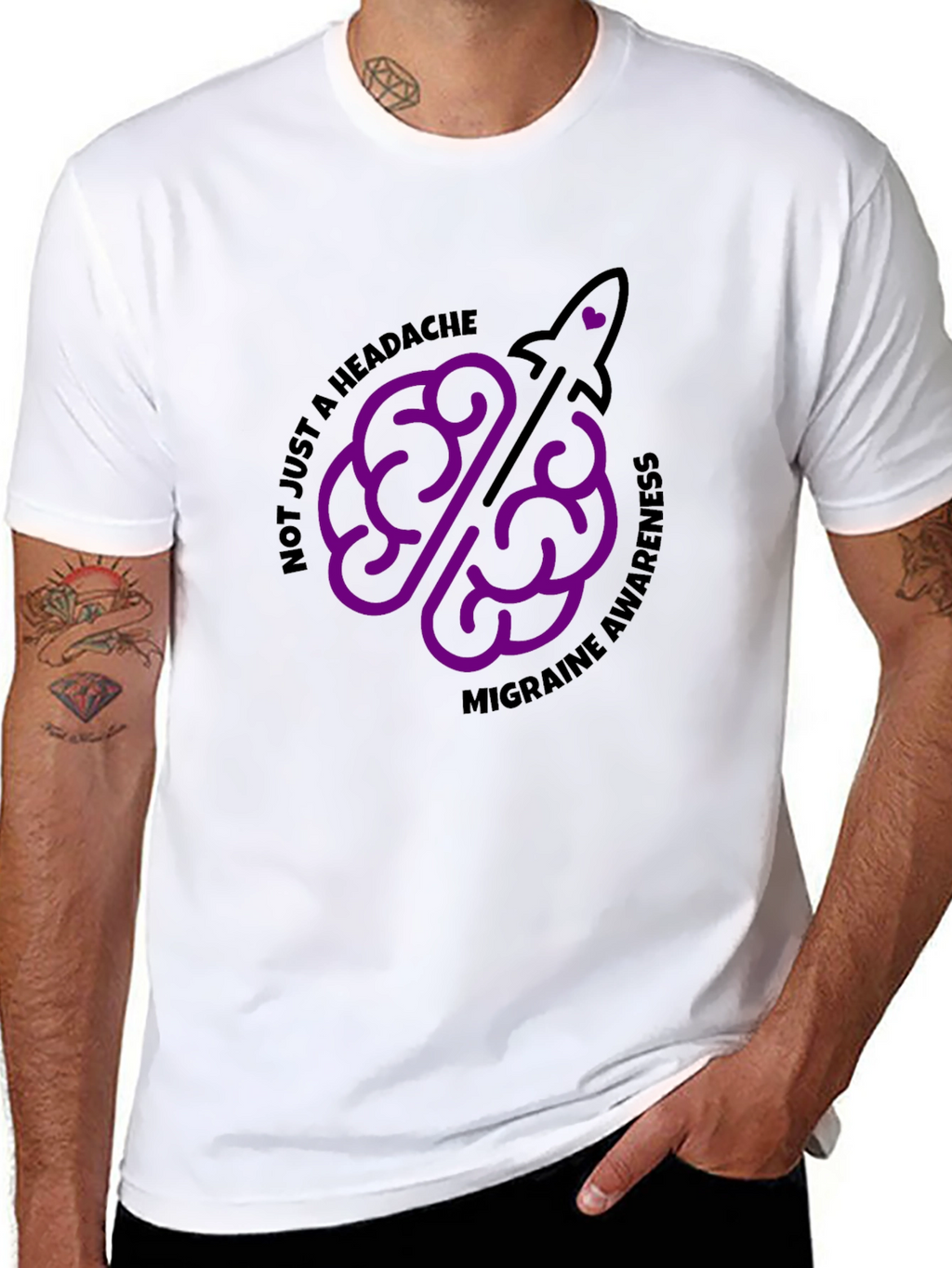 Migraine Awareness T-Shirt - Brain Rocket Design