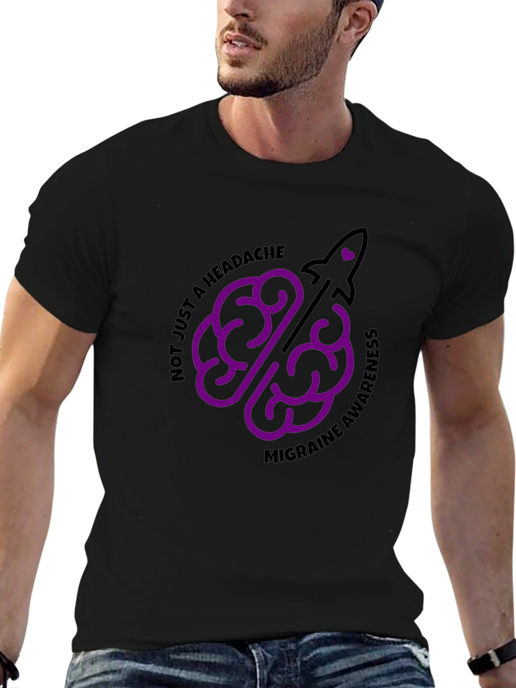 Migraine Awareness T-Shirt - Brain Rocket Design
