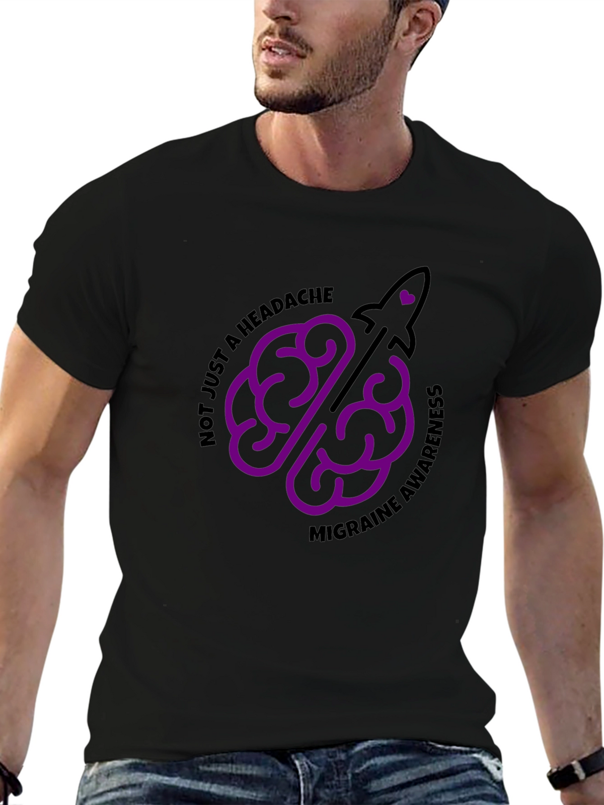 Migraine Awareness T-Shirt - Brain Rocket Design