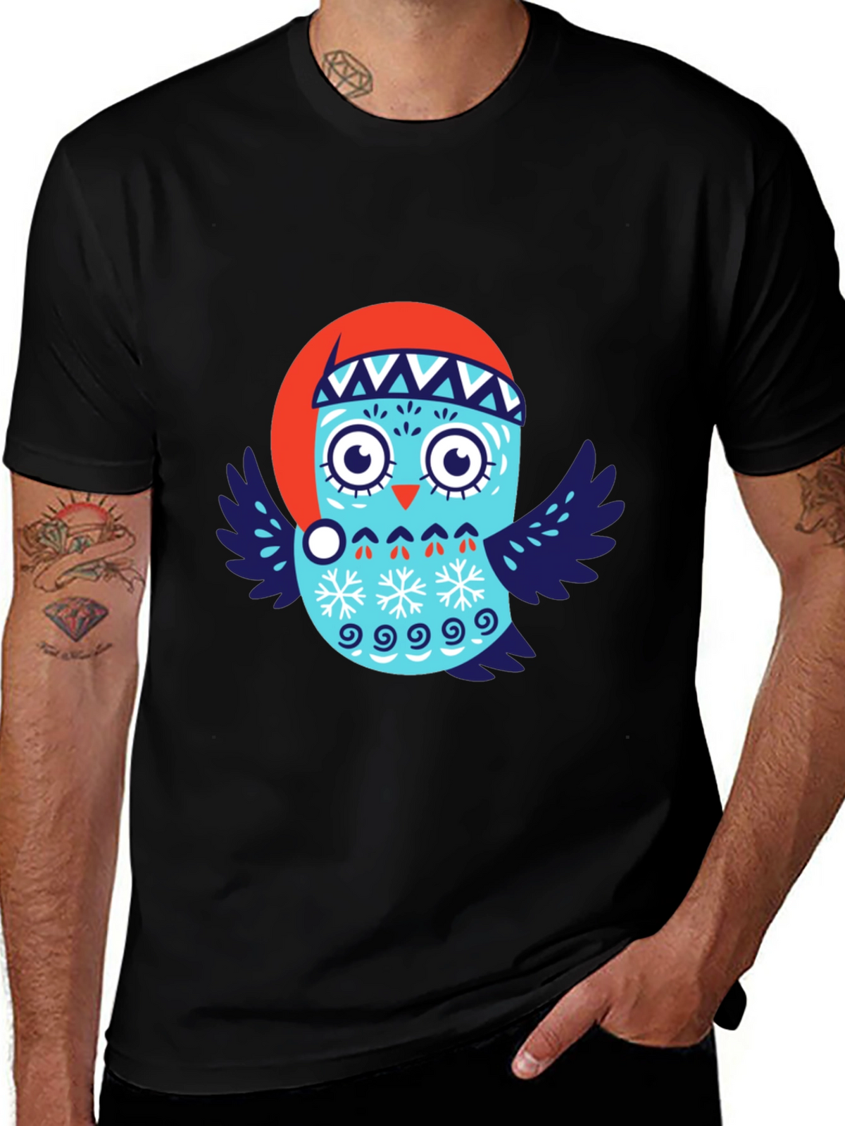 Festive Owl T-Shirt - Holiday Design