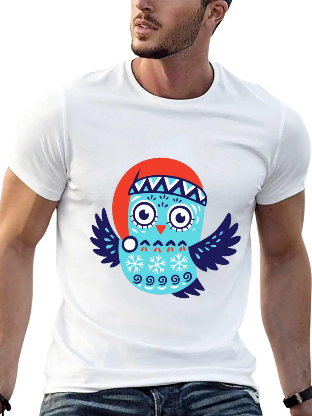 Festive Owl T-Shirt - Holiday Design