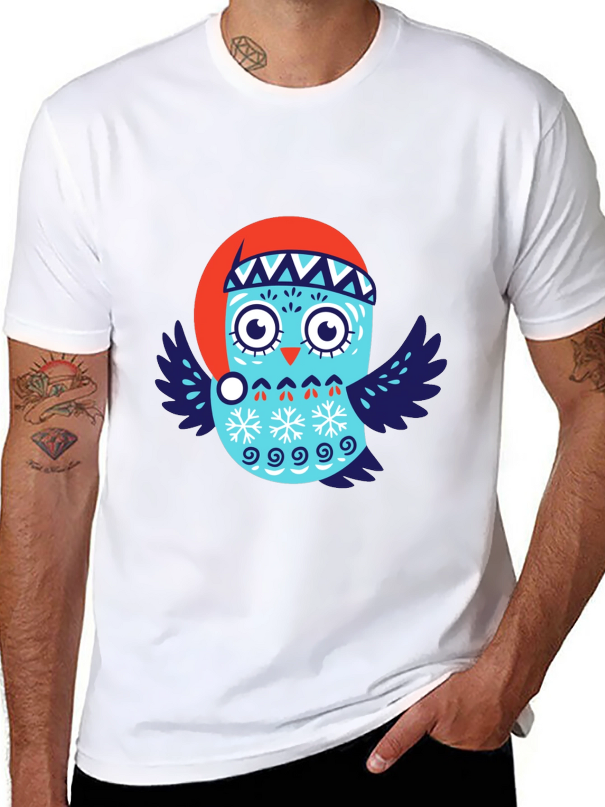 Festive Owl T-Shirt - Holiday Design