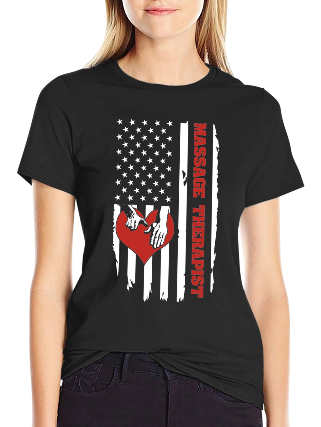 Massage Therapist American Flag Graphic T-Shirt