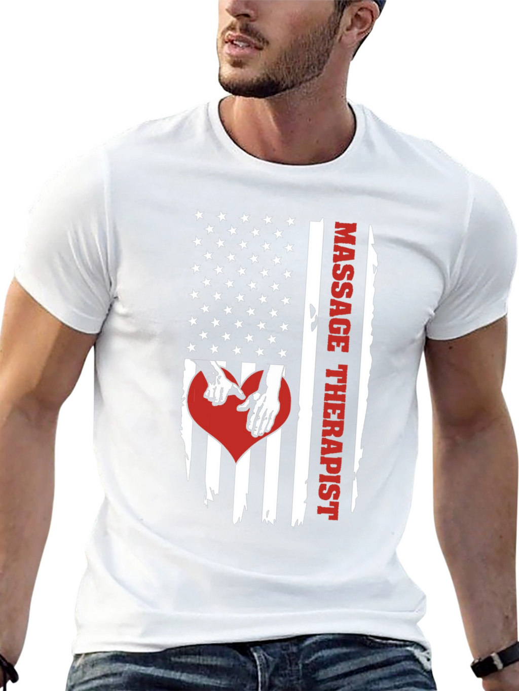 Massage Therapist American Flag Graphic T-Shirt